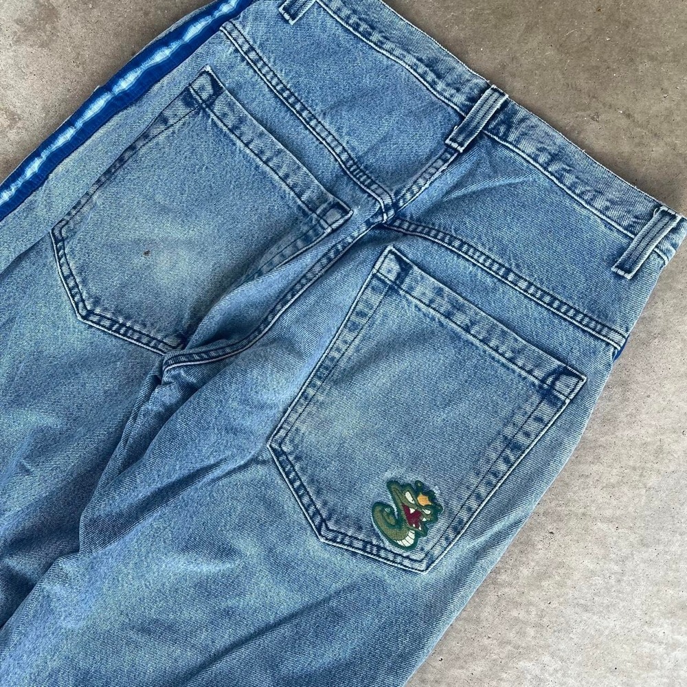 1990s JNCO "Side Winders" Wide Leg Blue Baggy Jeans size 34"